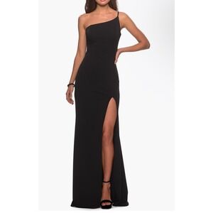 New! La Femme One-Shoulder
Jersey Gown in Black Sz 10 $228